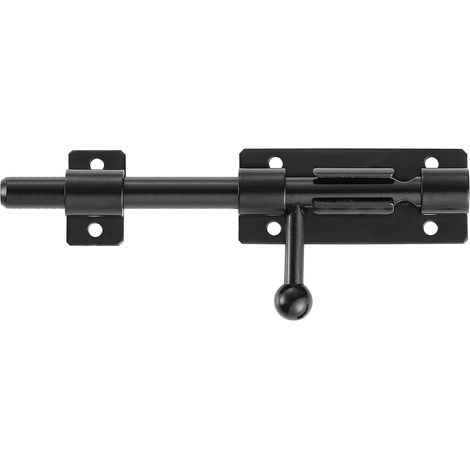 Hochbelastbarer Schieberiegel-Türverschluss mit Vorhängeschlossloch, mattschwarzer Edelstahl 304, 160 mm lang, 14 mm Durchmesser. (200 mm x 200 mm) (1/5)