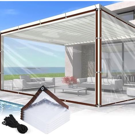 2 x 3 m Bâche Transparente Imperméable Ultra-Résistante avec 6 M de Cordes, Couverture Transparente Renforcée Œillets, Anti-Gel Protection UV, Universelle Multiusage pour Jardin Extérieur Camping