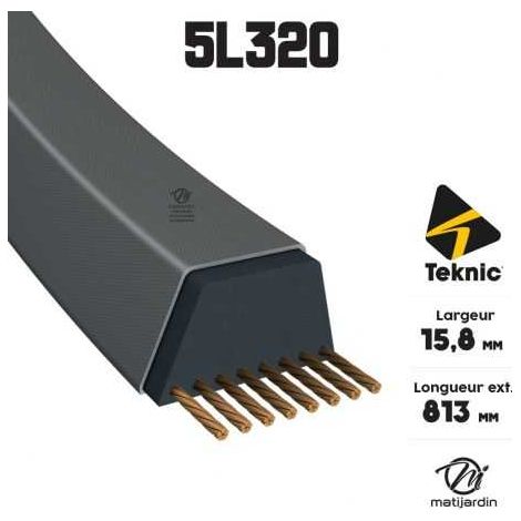 Courroie tondeuse Tiger Belts 5L320 kevlar trapézoïdale  15,8 x 813 mm (1/4)