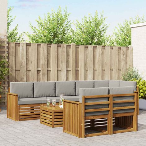 Sofagarnituren 9 pcs Natürlich und Hellgrau Massivholz Akazie (1/5)