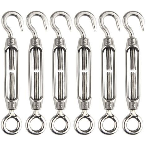 6 Pcs Tendeur De Fil Tendeur M4 En Acier Inoxydable Réglable Crochet De Ridoir Et Oeil Ensemble Heavy Duty (1/5)