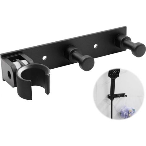 Universal adjustable shower head holder, no drilling required, aluminum wall mount, nail-free hand shower holder (1/5)