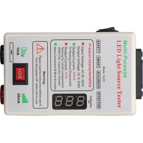 LED-TV-Hintergrundbeleuchtungstester, Hoch-/Niedrigstromregelung, Sanftanlauf, sicheres LED-Lampenperlen-Testgerät mit Netzschalter (85–265 V, EU-Stecker) (1/5)