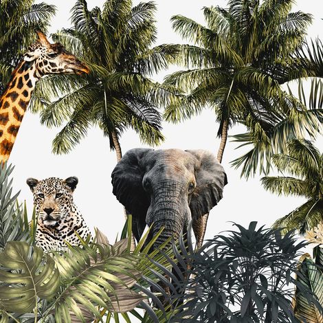 Papier peint panoramique - Animaux de la Jungle - 130 cm x 130 cm (1/2)