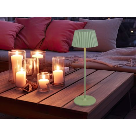 Akku LED Tischleuchte SUAREZ kabellos für Innen & Außen, Grün - Höhe 39cm