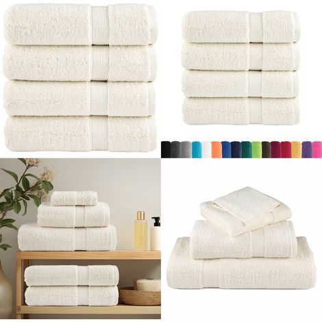 Premium-Handtücher SOLUND 4 Stk. Cremeweiß 50x100 cm 600 g/m² - Baumwolle - Creme (1/5)