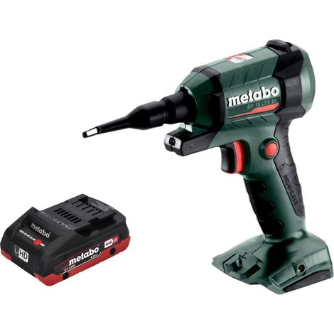Metabo – Souffleur à batterie 18V avec 1 batterie LiHD 4,0Ah – Moteur Brushless – Débit d'air 0,7 m/min – Vitesse max 122 m/s – Poids 0,8 kg