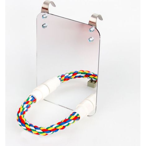 Ensemble de barre de support de corde de coton de jouet de miroir d'oiseau