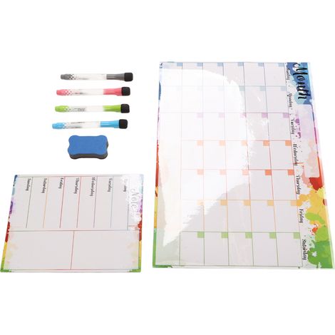 Kühlschrankkalender, wasserfest, mit Gummimagnet, abwischbar, Monats- und Wochenplan, trocken abwischbarer Kalender für Kühlschrank, Büro, Schlafzimmer (1/5)