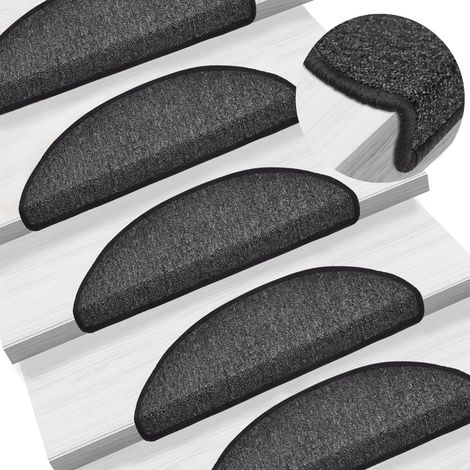 Lot de 15 Tapis d'escalier - Tapis de marche pour Enfants, Aînés et Animaux Anthracite 56x17x3 cm BV199722 - BonneVie (1/5)