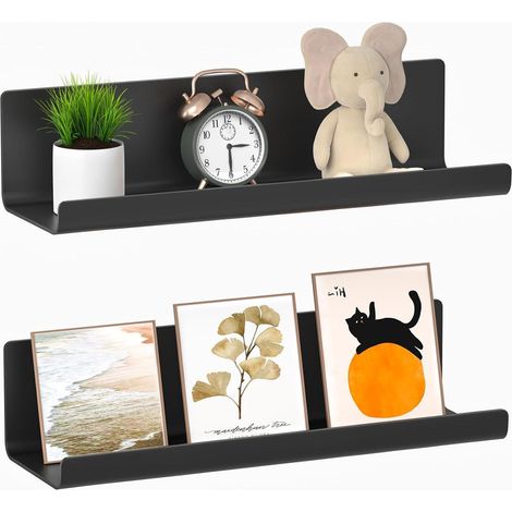 Schweberegal 2er ohne Bohren 32cm selbstklebend Schwarz 2 Pack (1/5)