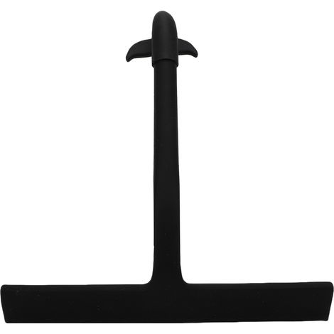 Raclette Douche Silicone Crochet Intégré Multifonction – Essuie Vitre Grattoir Poignée Ergonomique Salle de Bain Portes Verre Carrelage Nettoyage, Noir (1/5)