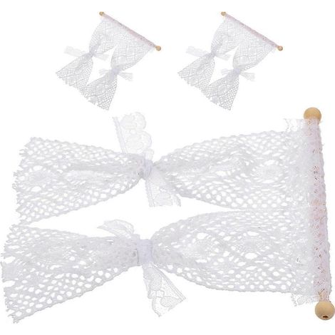 Lot de 3 rideaux en dentelle pour maison de poupée, mini-rideaux en dentelle, mini-rideaux de fenêtre (1/5)