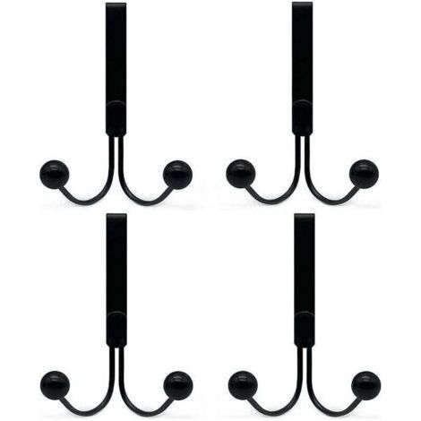 Bathroom coat rack, set of 4 over-the-door hooks suitable for clothes, metal over-the-door hooks, 2 hooks (1/4)