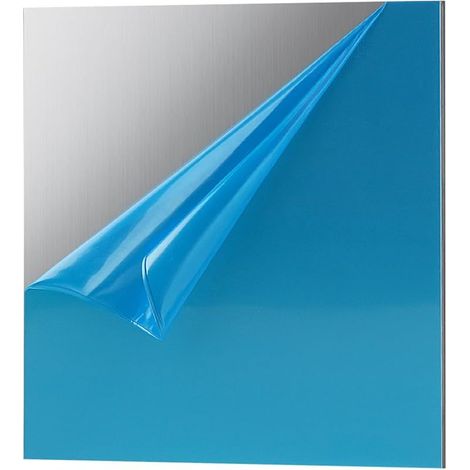 LALAGO 1 Pièce 10 x 10cm Plaques d'Acier Inoxydable 304, Tôle en Acier Inoxydable de 3 mm d'Épaisseur avec Film Double Face, Tôle Métallique Non Magnétique Carrée en Tôle Fine pour Réparation DIY