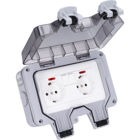 Boîte de Rangement Étanche IP66 pour Prise et Interrupteur Extérieur avec Indicateur Lumineux 250V (1/5)