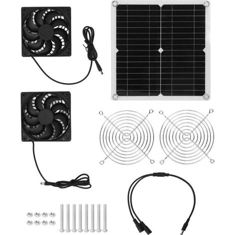 CYRILL –Kit De Ventilateur Solaire 20 W , Ventilateur à énergie Solaire , Ventilateur D'extraction étanche , ventilateur solaire USB panneau solaire serre pour camping-cars serres maisons d'animaux po (1/5)