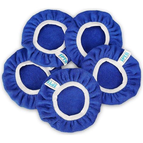 5 Pieces (125-150mm) Polishing Bonnets Microfiber Polishing Bonnets Set of Polishing Bonnets Polishing Bonnets Electric Polishing Bonnets for Orbital Polisher (1/4)