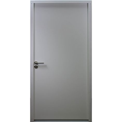 Gd Menuiseries – Porte d'entrée acier pleine – Dimensions 215 x 90 cm – Épaisseur 45 mm – Acier anticorrosion G40 – Finition acrylique blanche RAL 9016 - 215xl