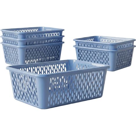 Panier de Rangement Kaja, Lot de 6, 30 x 20 x 10 cm - Bleu Clair (1/5)