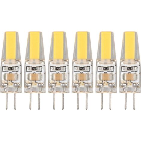 6 pièces 6W 500LM G4 ampoule LED COB Gel de silice lampe à économie d'énergie ampoule pour plafonnier applique lampe de Table 220V blanc chaud (1/5)