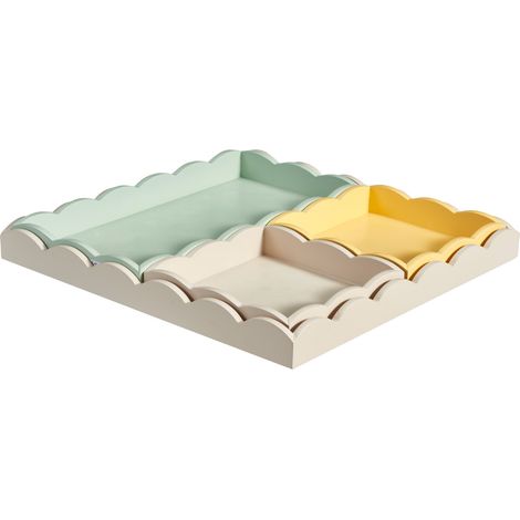Ensemble de 4 plateaux en bois, 30 x 30 x 3 cm (1/3)