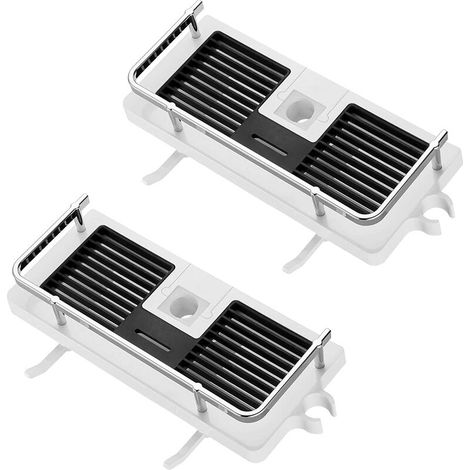 Étagère Douche Salle De Bain Rangement Douche sans Percage avec Porte Savon Douche, Crochets et Porte Serviette Murale Antirouille Auto-adhésif Support Blanc 24MM-25MM (1/5)