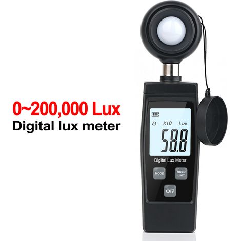 Luxmetro portatile per il monitoraggio dell'intensità luminosa ambientale, fotometro digitale con portata fino a 200.000 sensori di fotoilluminazione e funzione di memorizzazione dati MAX/MIN, illumin (1/5)