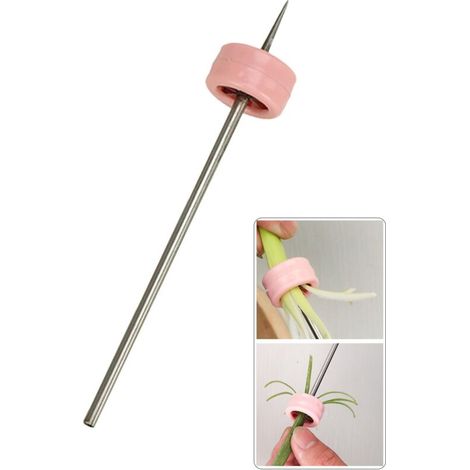Multifunktionaler Gemüseschneider aus Edelstahl mit rosa Zwiebelklinge [1 Stück rosa] (1/4)