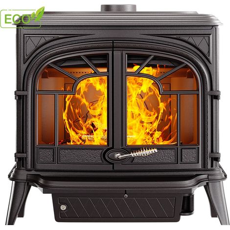 Viva – Poêle à bois en fonte vermiculaire 11,3 kW – Écoconception A – Chauffe jusqu’à 100 m² – Vitre autonettoyante Robax (1/5)