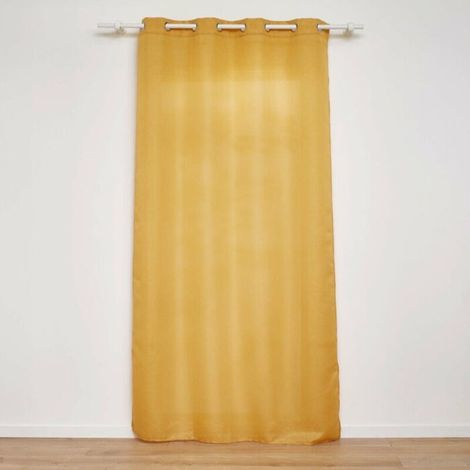 Rideau a oeillets 140 x 280 cm polyester uni+fils metallises zeline Jaune (1/3)