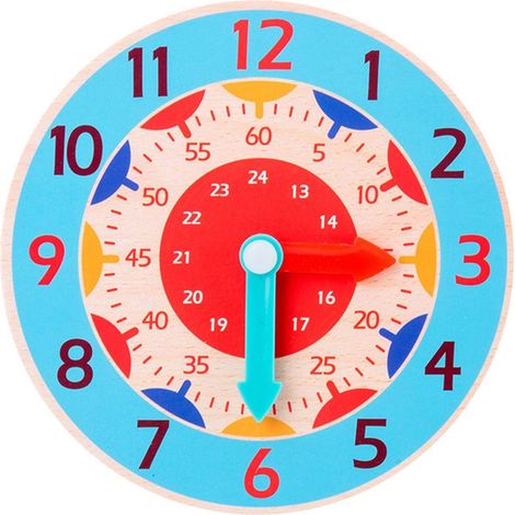 Horloge murale éducative pour enfant en bois outil d apprentissage ludique pour lire l heure décoration pour chambre d enfant et classe (1/5)