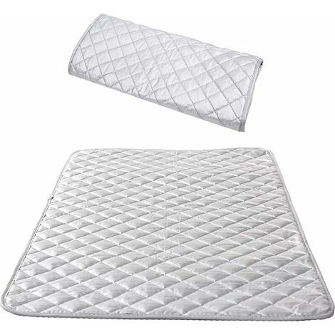 KZQ Insulated Ironing Board Cover, Cotton Steam Ironing Mat, Portable Tabletop Ironing Mat for Washing Machine, Dryer, Travel, Home, Silver, 48 x 85 cm (1/4)