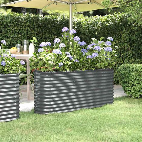 vidaXL Jardinera arriate acero galvanizado antracita 152x40x68 cm (1/5)