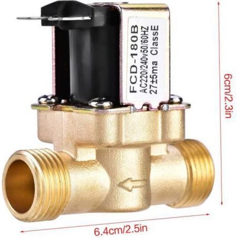 1/2 "vanne magnétique de solénoïde électrique en laiton CA 220V normalement fermée pour le contrôle de l'eau (1/4)