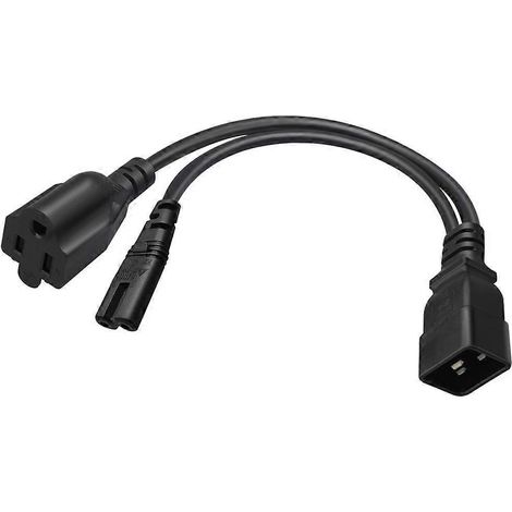 IEC320 C20 auf C7+5-15R Y-Splitter-Netzkabel 1 Fuß/0,32 m C20 Stecker auf 5-15R+C7