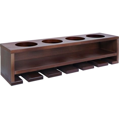 Etagère murale design moderne pour 4 bouteilles et 6 verres 12 x 48 x 12 cm en bois marron 040009088
