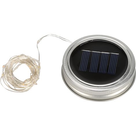 Lampe de nuit solaire LED pour couvercle de bocal féérique, décoration pour la maison et le jardin (20 LED, 4 couleurs) (1/4)