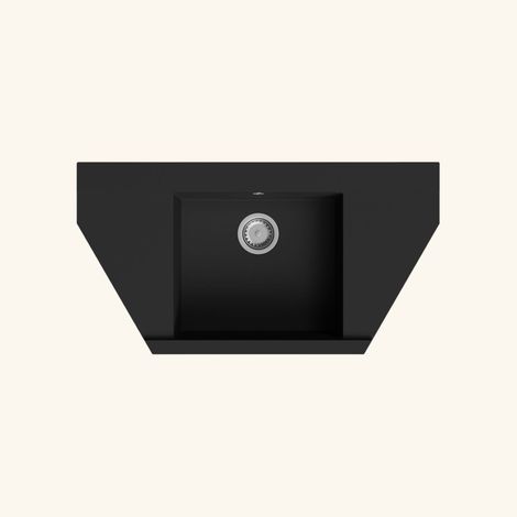 Kümbad – Évier d'angle 95,9x51 cm en granit noir – Évier encastrable 1 bac avec bonde et siphon – Pour meuble sous évier 50 cm minimum