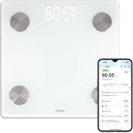 BILANCIERE IMPEDENZIOMETRO Livoo DOM528W 17 indicatori 180 kg Bianco (1/3)