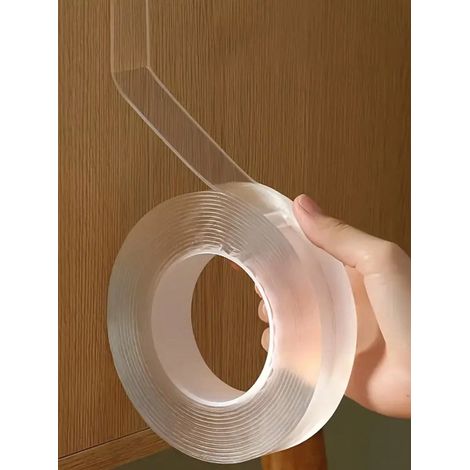 1 ruban adhésif double face nano haute adhérence sans traces, sécurisé pour les murs, lavable, réutilisable, étanche, pour multi-scènes 5m2cm (1/4)