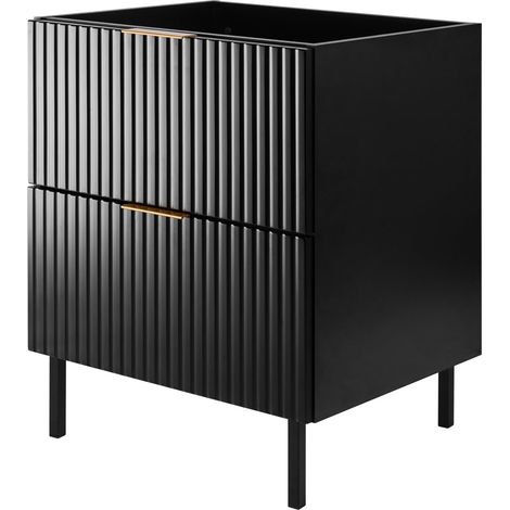 Mobile lavabo, Nero + maniglia dorata, 60 x 77 x 46 cm, senza piano di lavoro, piedi neri (1/5)