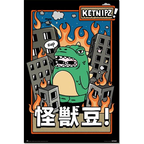 Grupo Erik Póster Ketnipz Beanzilla - Lamina decorativa Ketnipz/Póster Decoración Ketnipz - Merchandising Ketnipz, licencia oficial