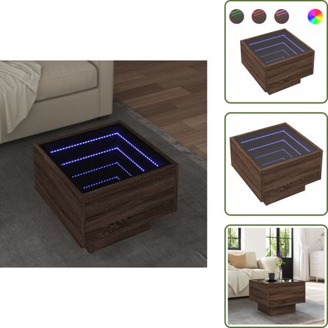 Beistelltisch mit LED Braun Eichen-Optik 40x40x30 cm - Beistelltisch - Beistelltische - Ablagetisch - Akzenttisch (1/5)