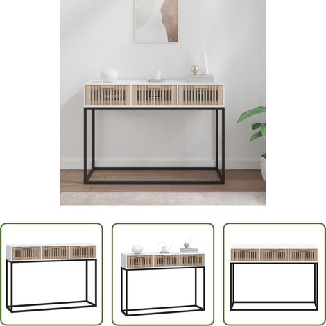 vidaXL Table console blanc 105x30x75 cm bois d'ingénierie et fer (1/5)
