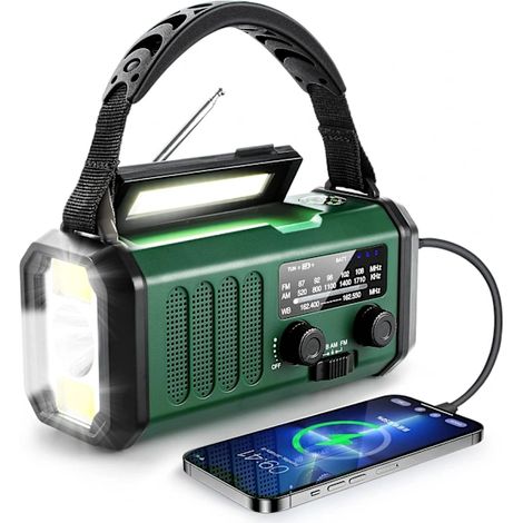 Filiyano-Radio à manivelle HA10000mAh, radio d'urgence, radio météo solaire, chargement USB Type-C, radio à dynamo, batterie polymère (1/4)