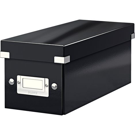Boîtes Rangement avec Couvercle, Format CD, Carton durable, Noir (1/5)