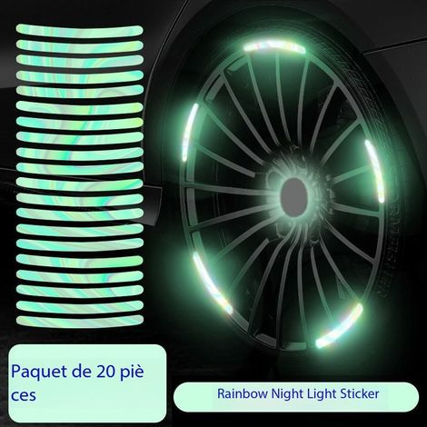20 gut sichtbare reflektierende Aufkleber für Felgen von Autos, Motorrädern, Fahrrädern und Lkw (leuchtende Farben) – Reflektierender Sicherheitsstreifen für die Nacht (1/4)