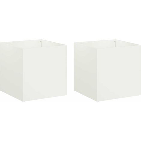 Macetero de Jardín 2 uds. Blanco 25 x 25 x 25 cm vidaXL