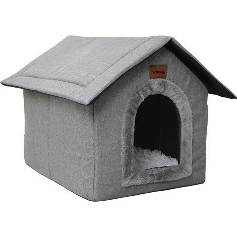Cat House for Indoor Dogs with Plush Cushion, Foldable and Comfortable Basket for Dogs or Cats, 35 x 30 x 35 cm (1/5)